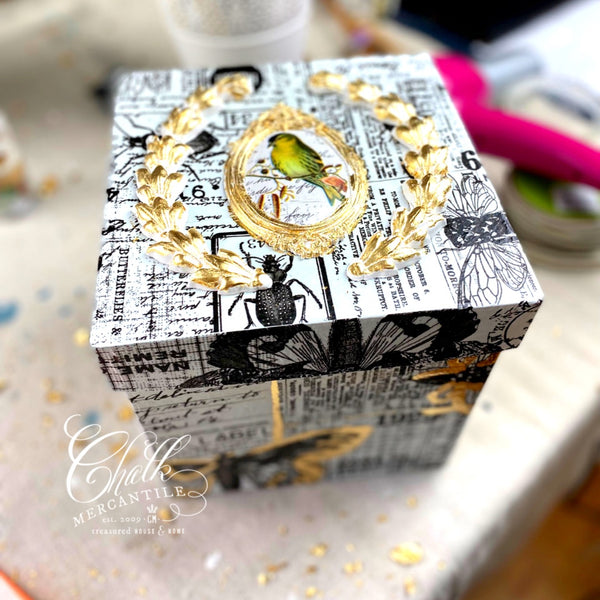 How to Make Reusable Gift Boxes using IOD Decor Moulds, Decoupage and Gold Leaf!