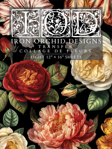 Collage de Fleurs IOD TRANSFER 12×16 PAD™, 8 Page Pad, Iron Orchid Designs