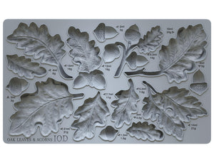 OAK LEAVES & ACORNS IOD Mould, 6” X 10”, Iron Orchid Designs