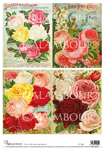 Calambour Beautiful Open Roses 4 Pack A4 Rice Paper