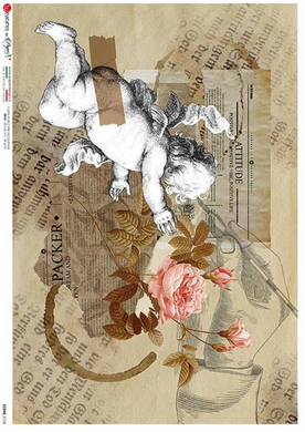 Paper Designs Rice Paper Cherub Ephemera Collage, A4