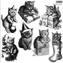 Load image into Gallery viewer, CHRISTMAS KITTIES 12&quot;×12&quot; IOD STAMP™ - Iron Orchid Designs - Limited Edition