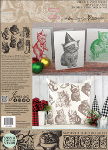 CHRISTMAS KITTIES 12"×12" IOD STAMP™ - Iron Orchid Designs - Limited Edition
