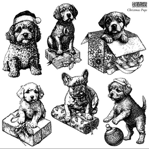 CHRISTMAS PUPS 12"×12" IOD STAMP™ - Iron Orchid Designs - Limited Edition
