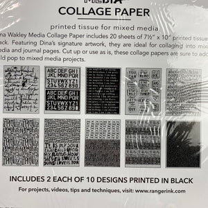 Dina Wakley Media Collage Paper - Printed Marks - 20 sheets - 7.5" x 10"