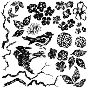 Iron Orchid Designs, Birds Branches Blossoms, 12" x 12" Stamp