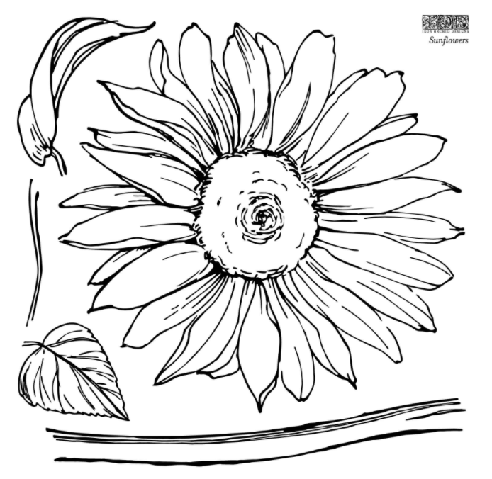 Sunflowers Stamp, IOD Decor Stamp, 12